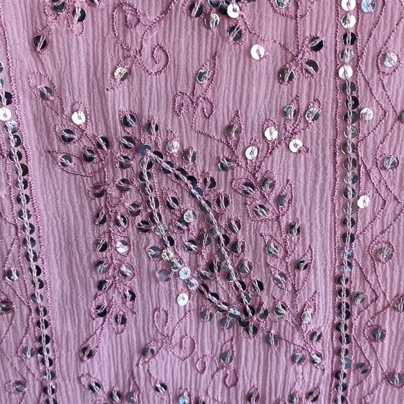 Pia Hallstrom pink semi-sheer tunic with silver sequins, size M - Picture 8 of 15